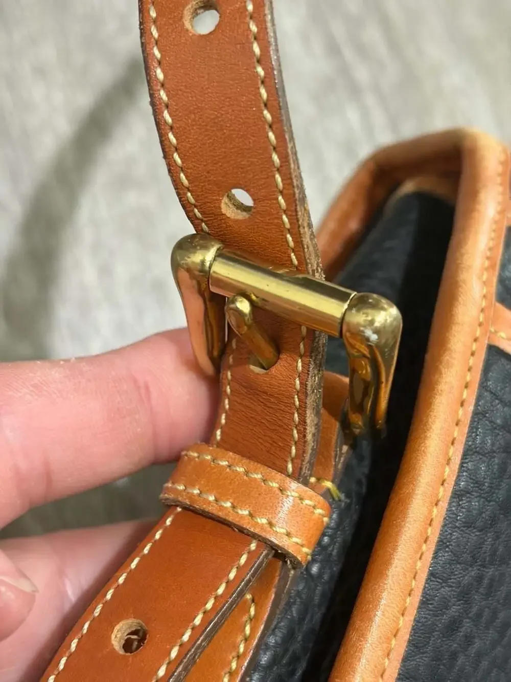 Vintage Dooney & Bourke All-Weather Leather Black and Tan Briefcase